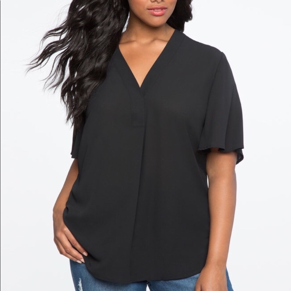 ELOQUII - Flutter Sleeve pleat front tunic - NWT